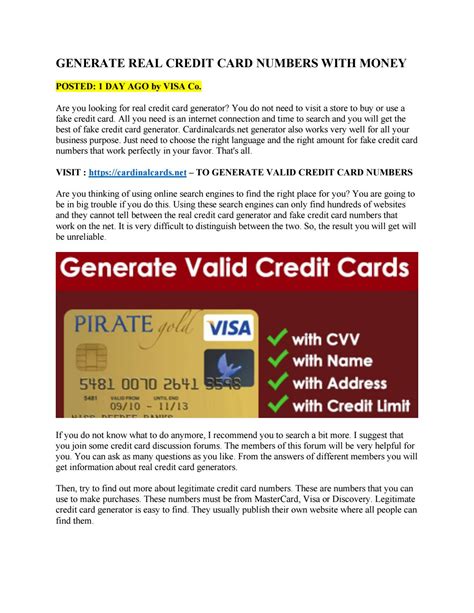 Valid Working Credit Card Numbers Free Credit Card Numbers Generator