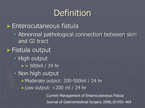 Ppt Review On Enterocutaneous Fistula Powerpoint Presentation Id