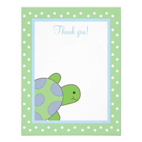 HAPPY SEA TURTLE Green 4x5 Flat Thank You Note Zazzle Turtle