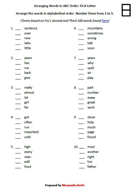 Alphabetize words, text, lists, and similar information. ABC Order First and Second Letters using Fry's First 300 ...