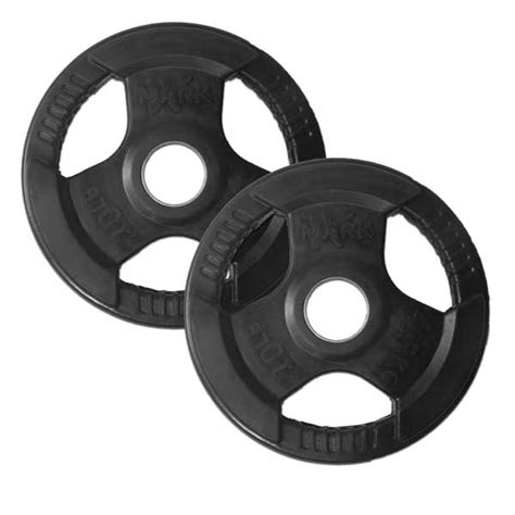 Xmark Rubber Coated Tri Grip Olympic Plate Weights
