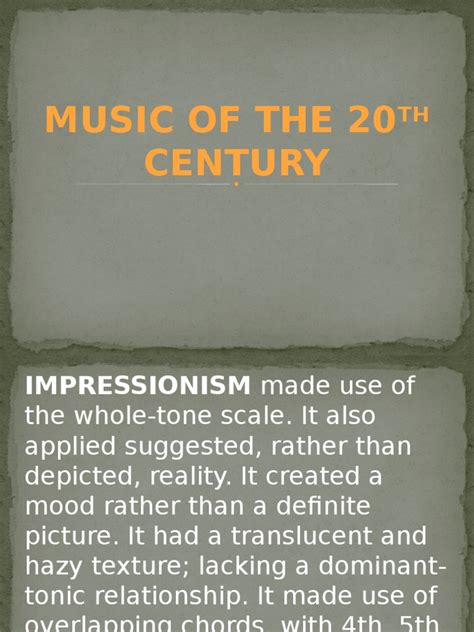 20th Century Music Summary Music Theory Classical Music