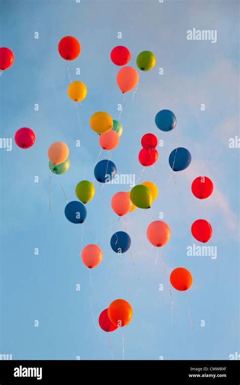 Bunch Of Balloons Floating In Sky Stock Photo Alamy