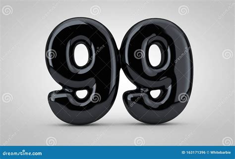 Black Glossy Balloon Number 99 Isolated On White Background Stock
