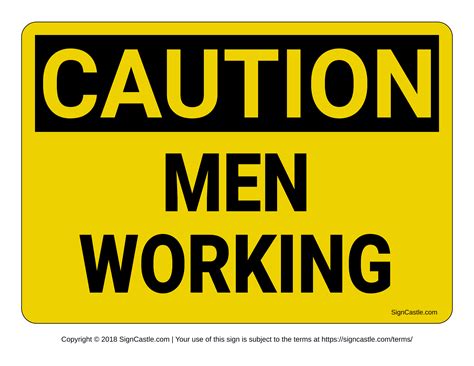 Signage Men At Work Sign Head Lamp And Gear Communication