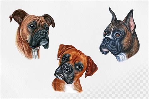 Boxer Dog Watercolor Dogs Illustrations Cute 6 Dogs 428307