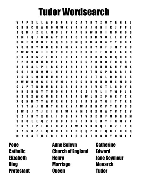 The Tudors Word Search Wordmint
