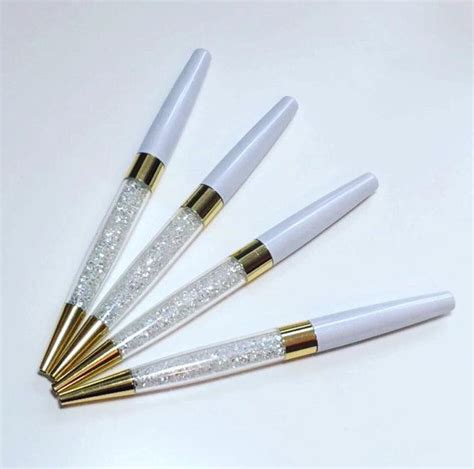 White Gold Pen White Crystal Pen Gold Crystal Pens Planner Etsy Uk
