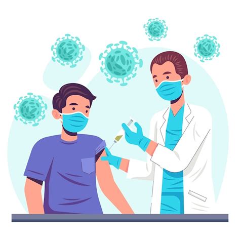 Free Vector | Flat-hand drawn doctor injecting vaccine to a patient