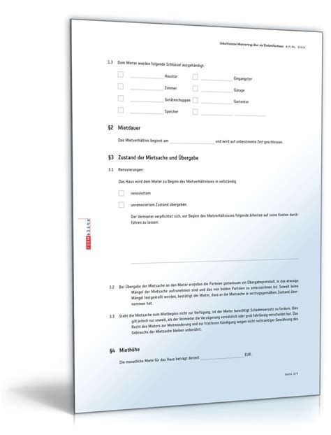 Rechtssichere mietverträge haus und grund rlp. Mietvertrag Einfamilienhaus: Muster als PDF & DOC downloaden