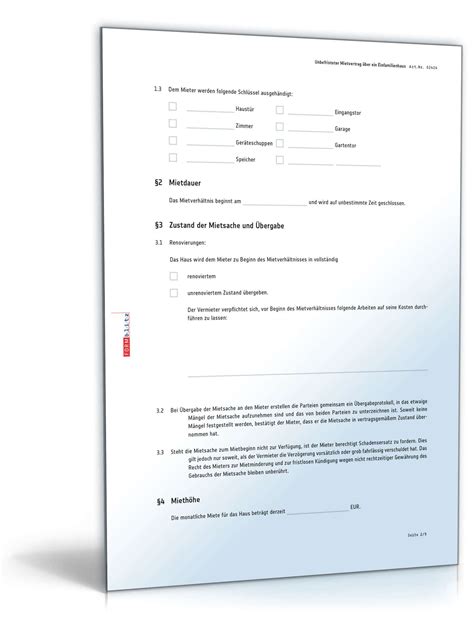 Für die kündigung deiner garage kannst du dir unsere kündigungsvorlage kostenlos herunterladen. Mietvertrag Einfamilienhaus: Muster als PDF & DOC downloaden
