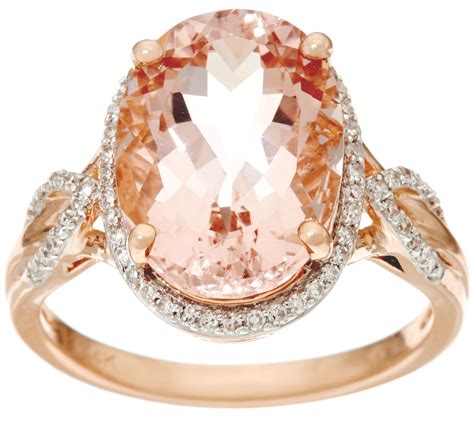 Oval Morganite And Diamond Ring 14k Gold 500 Ct 14 Cttw