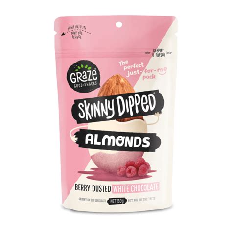 skinny dipped almonds berry dusted white chocolate 130g graze