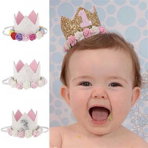 Bebé Corona Princesa Tiara Niños Primer Cumpleaños Sombrero Sparkle
