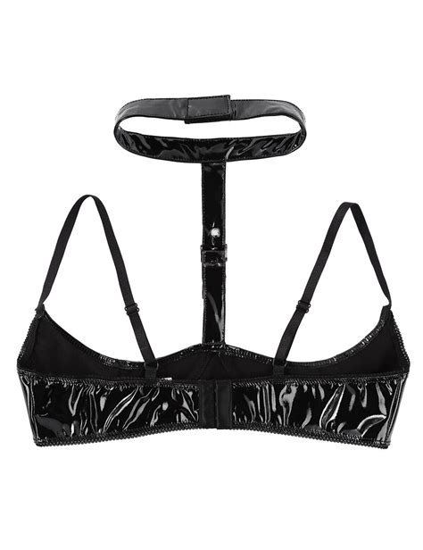 sexy women s leather sheer lace open cup bras underwire wire free shelf bra tops ebay