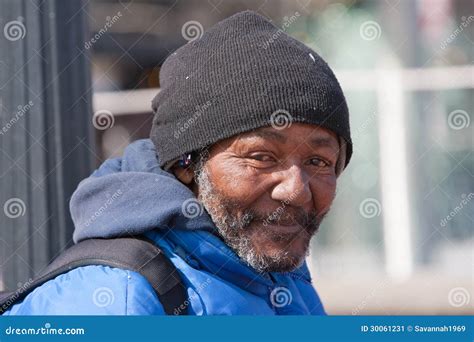Happy Homeless African American Man Stock Image Image Of Desperate