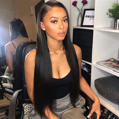 Deep side part with tousled long hair. 70 Straight Hairstyles & Haircuts You'll Love Wearing ...