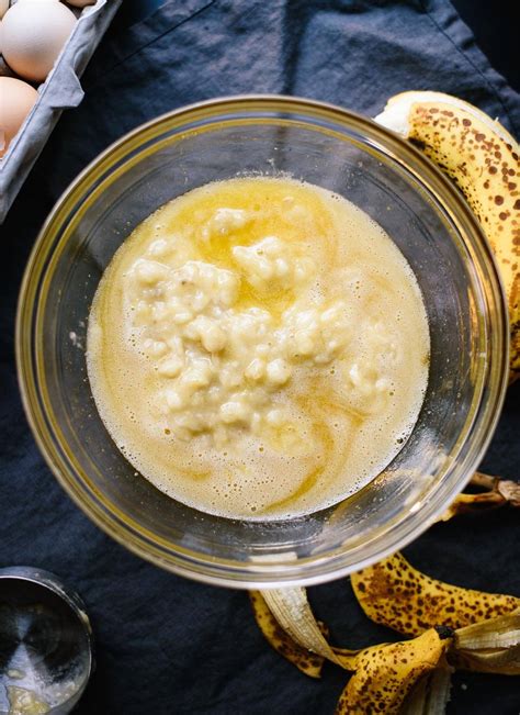 Stir the melted butter into the mashed bananas. Healthy Banana Bread Recipe - Cookie and Kate