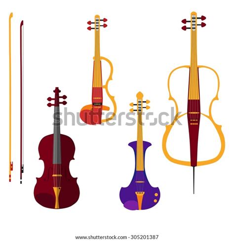 Set Different Violins Classical Violin Electric Stock Vector Royalty