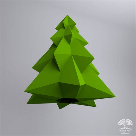 Pine Christmas Tree 3d Papercraft Pdf Pattern Diy Xmas Low Etsy