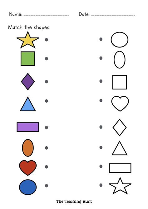 Matching Shapes Worksheets The Teaching Aunt Shape Worksheets For