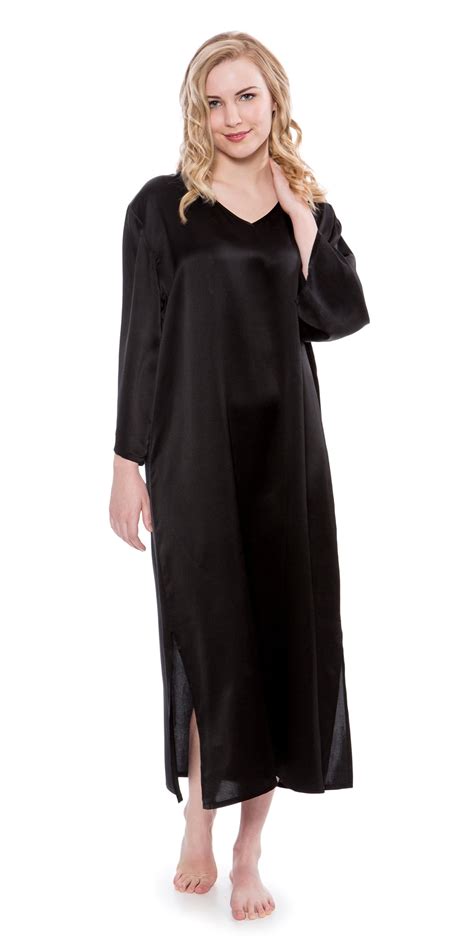 Texeresilk Womens Luxury 100 Silk Caftan Beautiful 34 Sleeve Night Gown