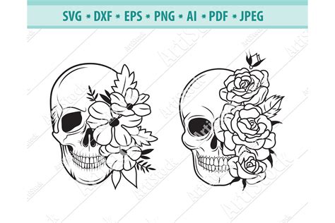 Skull Wreath Svg File Ai Cases Prints Art Collectibles