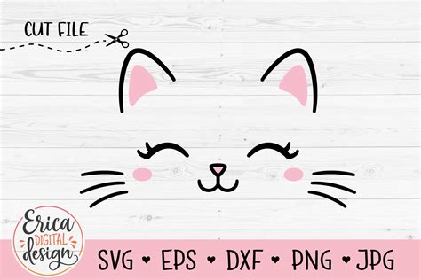 Cat Face Svg Cut File Kitten Whiskers Cute Kitty Eyelashes 965803