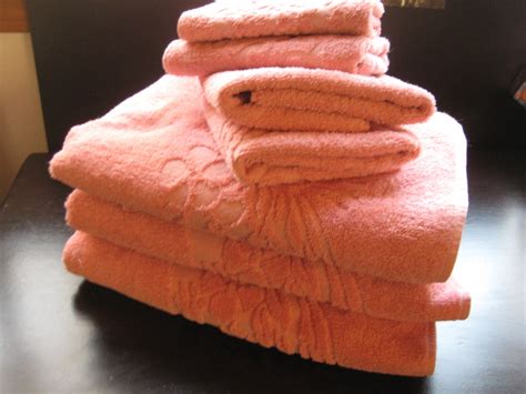 Bath Towels Vintage Linen Set Peach Floral By Homeworksmontana