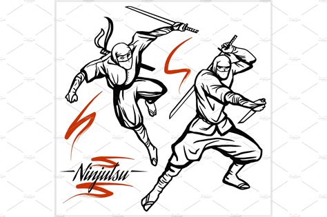 Ninja Warrior Vector Illustration Vector Graphics ~ Creative Market