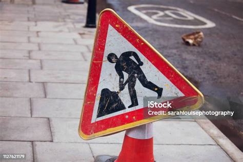 Road Signs Of Workman Digging Stock Photo Download Image Now