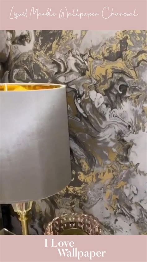 I Love Wallpaper Liquid Marble Wallpaper Charcoal Gold Home Decor