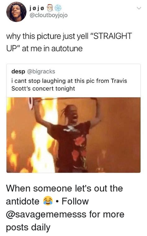 Travis scott, anciennement stylisé travi$ scott, de son vrai nom jacques berman webster ii, né le 30 avril 1991 à houston au texas, est un rappeur, chanteur, producteur, musicien, acteur, mannequin et réalisateur américain. Travis scott Memes