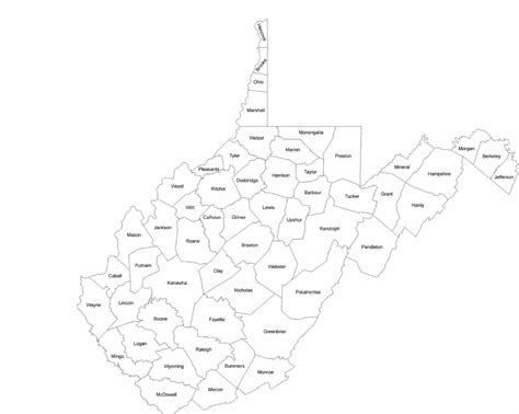 West Virginia County Map With County Names Free Download