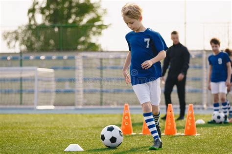 Soccer Drills The Slalom Drill Youth Soccer Practice Drills Stock