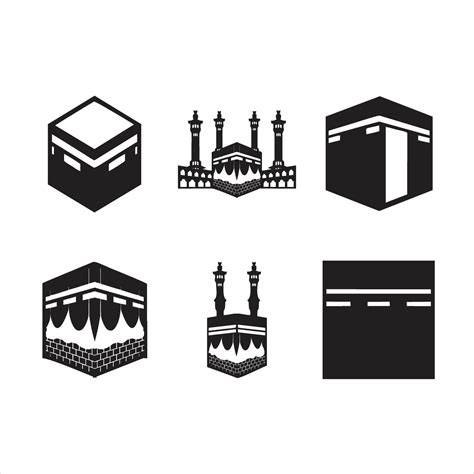 Kaaba Mecca Vector Silhouettes With Various Shapes And Points Of View