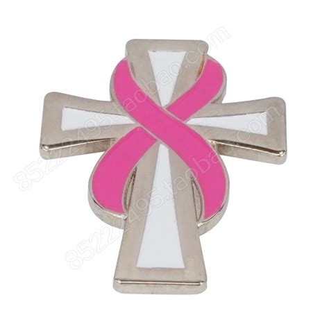 Breast Cancer Awareness Cross Pink Ribbon Lapel Pins In Brooches From