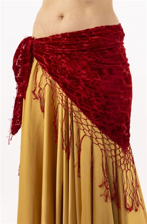 Devoré Hip Scarf Red Fringe Bellydance Boutique Uk