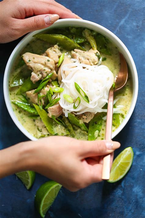 Used two teaspoons green curry paste and it was almost too hot. Thai Green Curry Chicken Soup - Damn Delicious