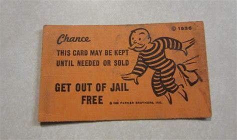 Purchasing the get out of jail free card from another player and playing it. Man gets out Monopoly 'get out of jail free' card after being arrested | Life | Life & Style ...