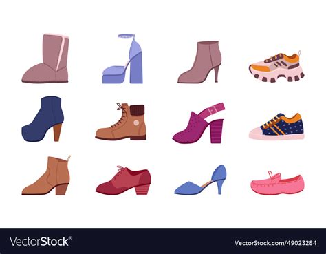 Female Footwear Cartoon Shoes And Boots Royalty Free Vector