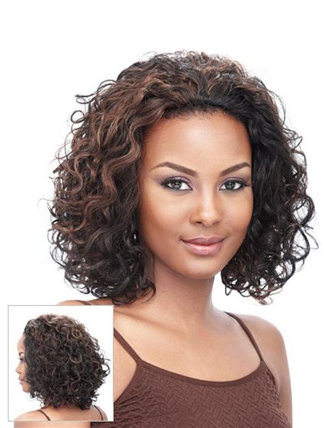 Sassy Brown Curly Chin Length Human Hair Wigs & Half Wigs, Bob Human
