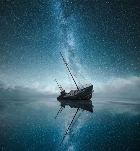 Grounded Sailboat On A Starry Night Night Sky Photography Night Sky