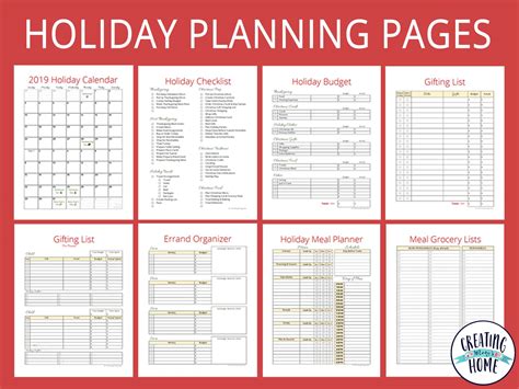 Holiday Planning Pages Free Printable