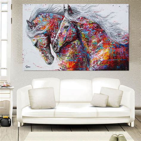 Canvas Running Horse Art Print Paintings Frameless Wall Picture