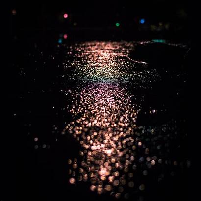 Bokeh Rain Drop Dark Night Street