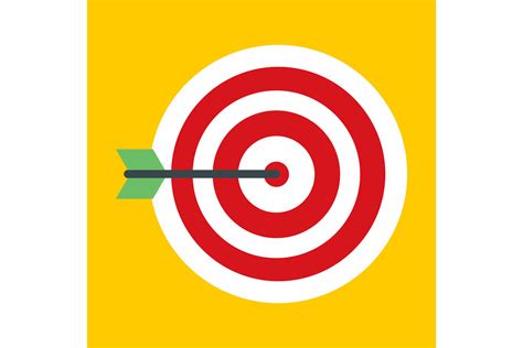 Business Red Target Icon Flat Style By Anatolir56 Thehungryjpeg
