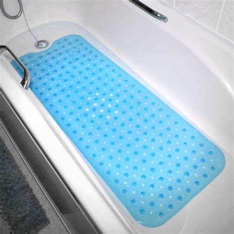 Anti Slip Bath Mat With Non Slip Suction Transparent Blue Gebaozhen