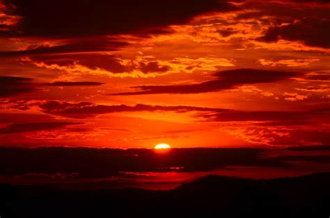 Sunset Red Sky Fiery Orange Clouds Cloudy 4k Hd Wallpaper