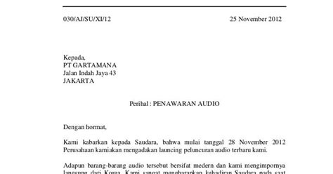 Then in need of adequate facilities. Contoh Surat Pesanan Barang Semi Block Style Dalam Bahasa ...